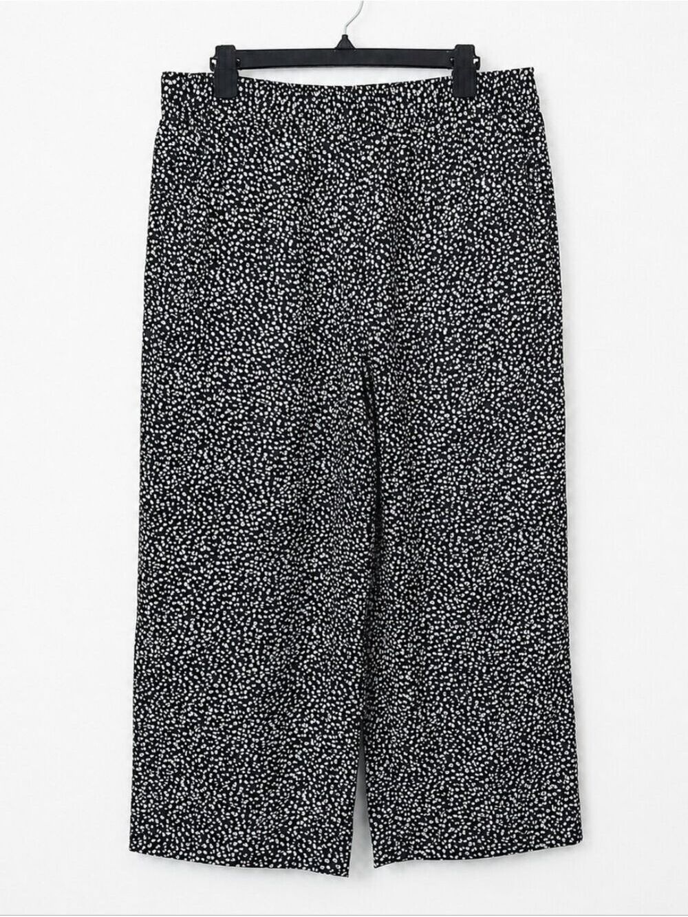 LOFT Wide Leg Black and White Speckled Pants Stretch Women's Petite Large